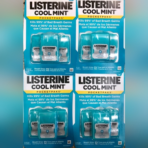 Listerine Pocket Paks 4 x Cool Mint 3 packs 288 Oral Care Breath Strips - Picture 1 of 1